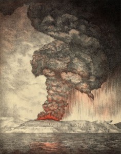 Lithograph of Krakatoa eruption.